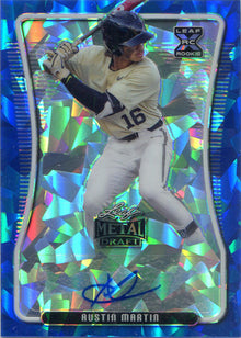 Leaf Metal Draft Baseball 2020 Blue Ice Auto Card BA-AM1 Austin Martin 10/15