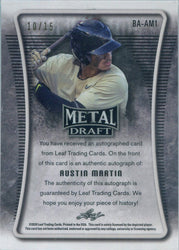 Leaf Metal Draft Baseball 2020 Blue Ice Auto Card BA-AM1 Austin Martin 10/15