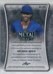 Leaf Metal Draft Baseball 2020 Silver Wave Autograph Card BA-BD1 Brennen Davis