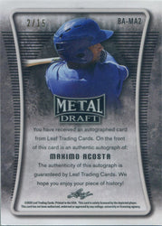 Leaf Metal Draft Baseball 2020 Black Rainbow Auto Card BA-MA2 Maxino Acosta 2/15