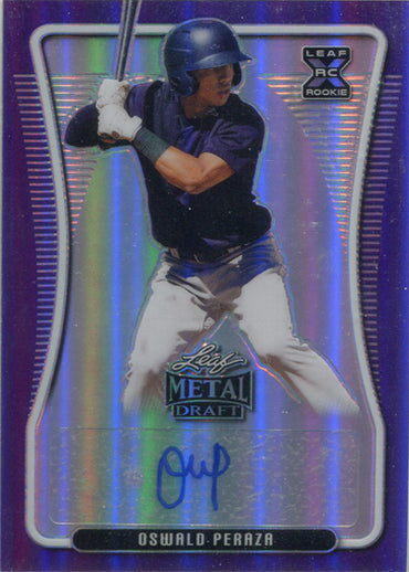 Leaf Metal Draft Baseball 2020 Purple Rainbow Auto Card BA-OP1 Oswald Peraza /25