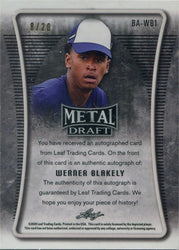 Leaf Metal Draft Baseball 2020 Mojo Blue Auto Card BA-WB1 Werner Blakely 8/20