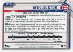 Bowman Chrome Baseball 2021 Purple Border Card BCP-65 Brennen Davis 128/250