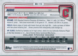 Bowman Draft First Edition Baseball 2020 Sky Blue Foil Card BD-115 Tanner Burns
