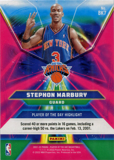 Panini Player of the Day 2021-22 NBA Insert Card BK7 Stephon Marbury 72/99
