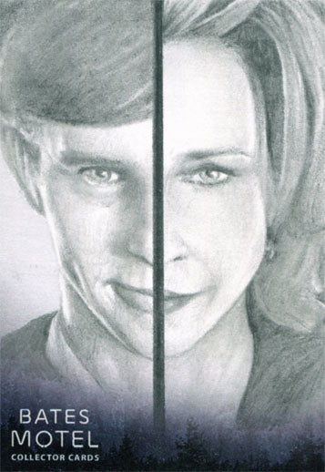 Bates Motel Sketch Card BM of Norma and Norman Bates by Chadwick Haverland