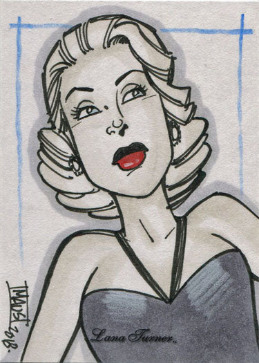 Classic Hollywood Starlets 5finity Lana Turner Sketch Card by Bill Maus