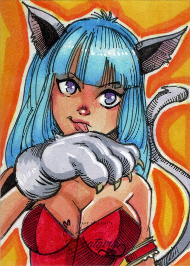 2022 5finity Mary Bellamy's Bunnygirls vs Catgirls Sketch Card Mike Mastermaker