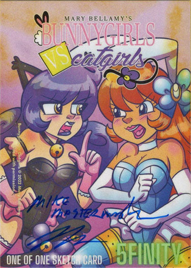 2022 5finity Mary Bellamy's Bunnygirls vs Catgirls Sketch Card Mike Mastermaker