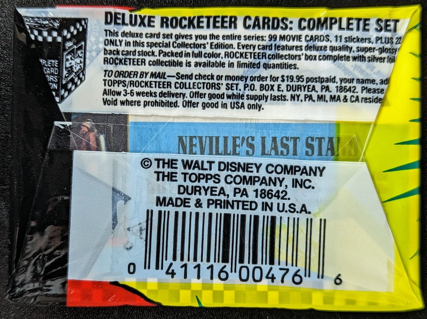 Topps 1991 Rocketeer Movie Trading Card Pack