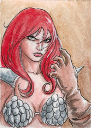 Red Sonja 2012 Sketch Card by Newton Barbosa