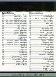 Game of Thrones Season 5 Base 100 Gold Parallel Chase Card #033/150