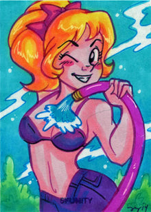 DH 5FUNity Sketch Card by Mary Bellamy of Car Wash Craziness! V4