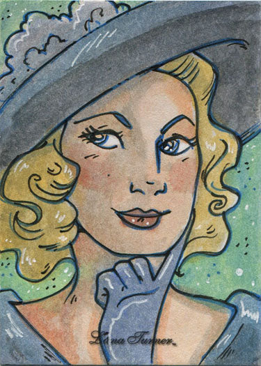Classic Hollywood Starlets 5finity Lana Turner Sketch Card by Mary Bellamy