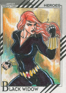Marvel Fleer Retro 2015 Sketch Card Black Widow Sketch by Rain Lagunsad