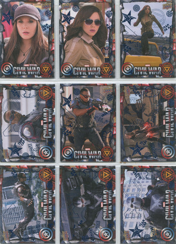 Captain America Civil War Blue Foil Parallel Complete 60 Card Chase Set
