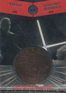 Star Wars Chrome Perspectives Bronze Medallion Yoda VS Count Dooku on Geonosis