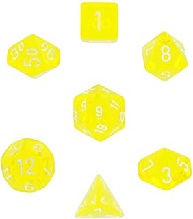 Chessex CHX 23072 Translucent Yellow w/White Polyhedral 7-Die Set