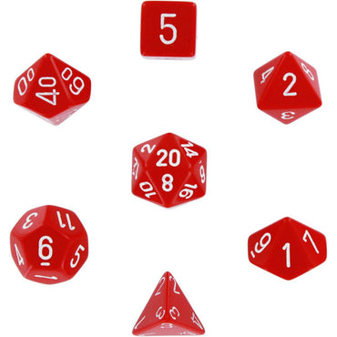 Chessex RPG Dice Set: Opaque Red w/White