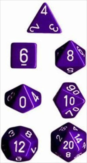 Chessex CHX 25407 Opaque Purple w/White Polyhedral 7-Die Set