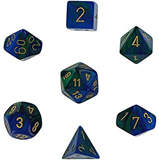 Chessex CHX 26436 Gemini Blue-Green w/Gold Polyhedral 7-Die Set