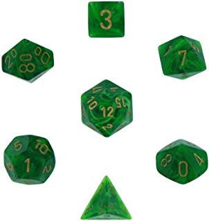 Chessex CHX 27435 Vortex Green w/Gold Polyhedral 7-Die Set