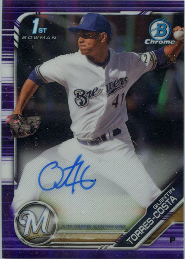 Bowman Chrome Baseball 2019 Purple Autograph Card CPA-QTC Q.Torres-Costa 224/250