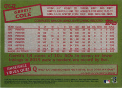 Topps Update Baseball 2020 Chrome Silver Card CPC-22 Gerrit Cole