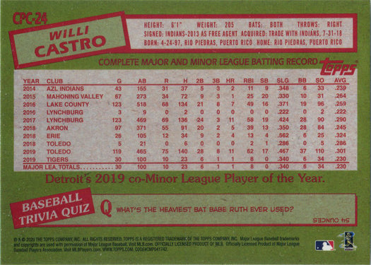 Topps Update Baseball 2020 Chrome Silver Card CPC-24 Willi Castro
