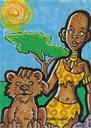 Kitty Ditties & Pretty Ladies Sketch Card by Kate Carleton v1
