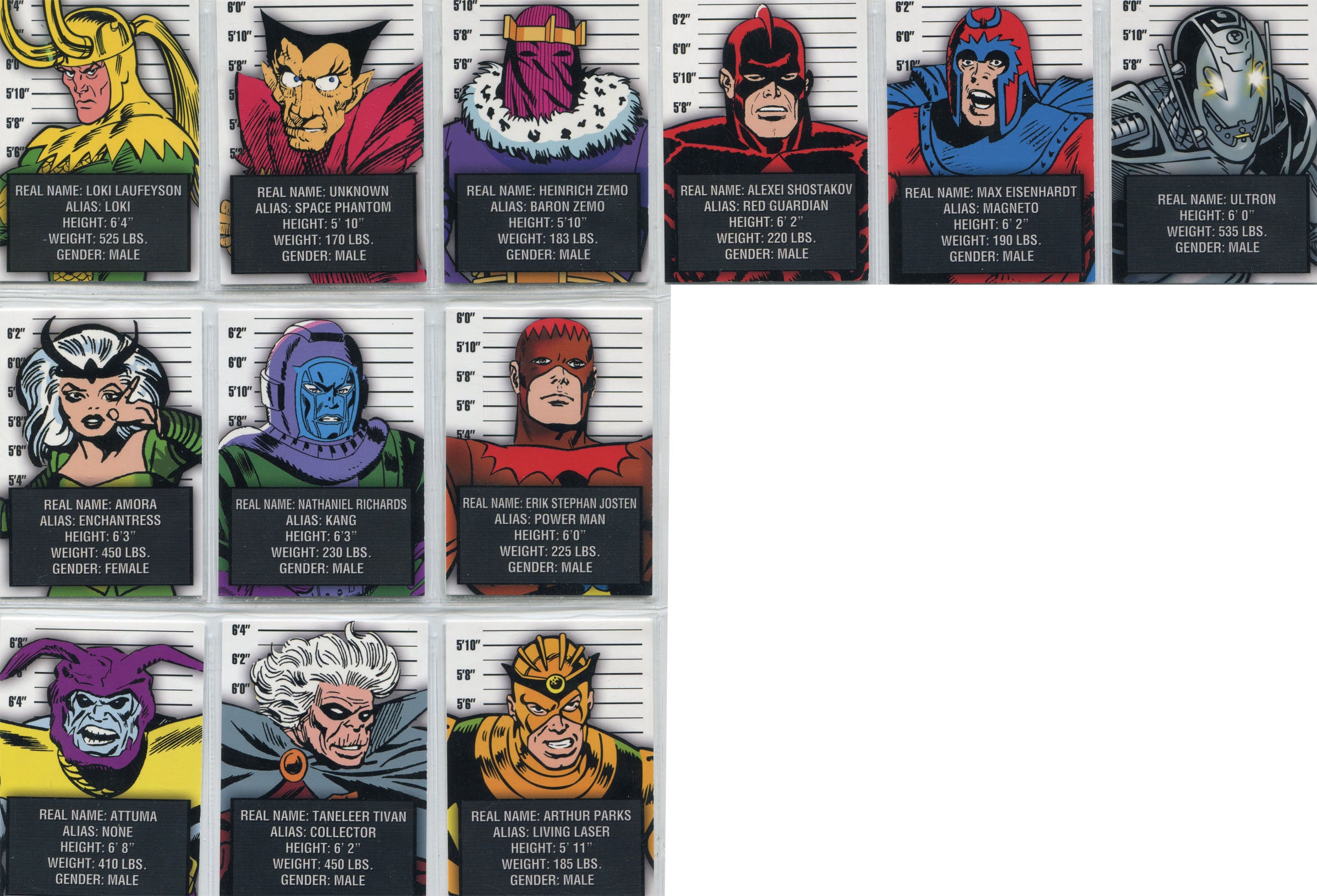 Marvel Avengers Silver Age Classic Villains Complete 12 Chase Card Set