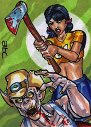 Zombies vs Cheerleaders Platinum 5finity 2011 Sketch Card by Adam Cleveland V1