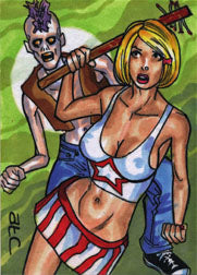 Zombies vs Cheerleaders Platinum 5finity 2011 Sketch Card by Adam Cleveland V2