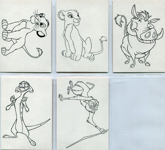 Lion King Series 1 Complete 5 Card Coloring Chase Set C1 thru C5