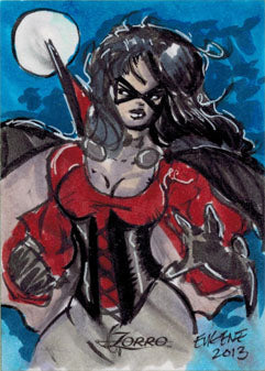 Women of Zorro Sketch Card by Eugene Commodore