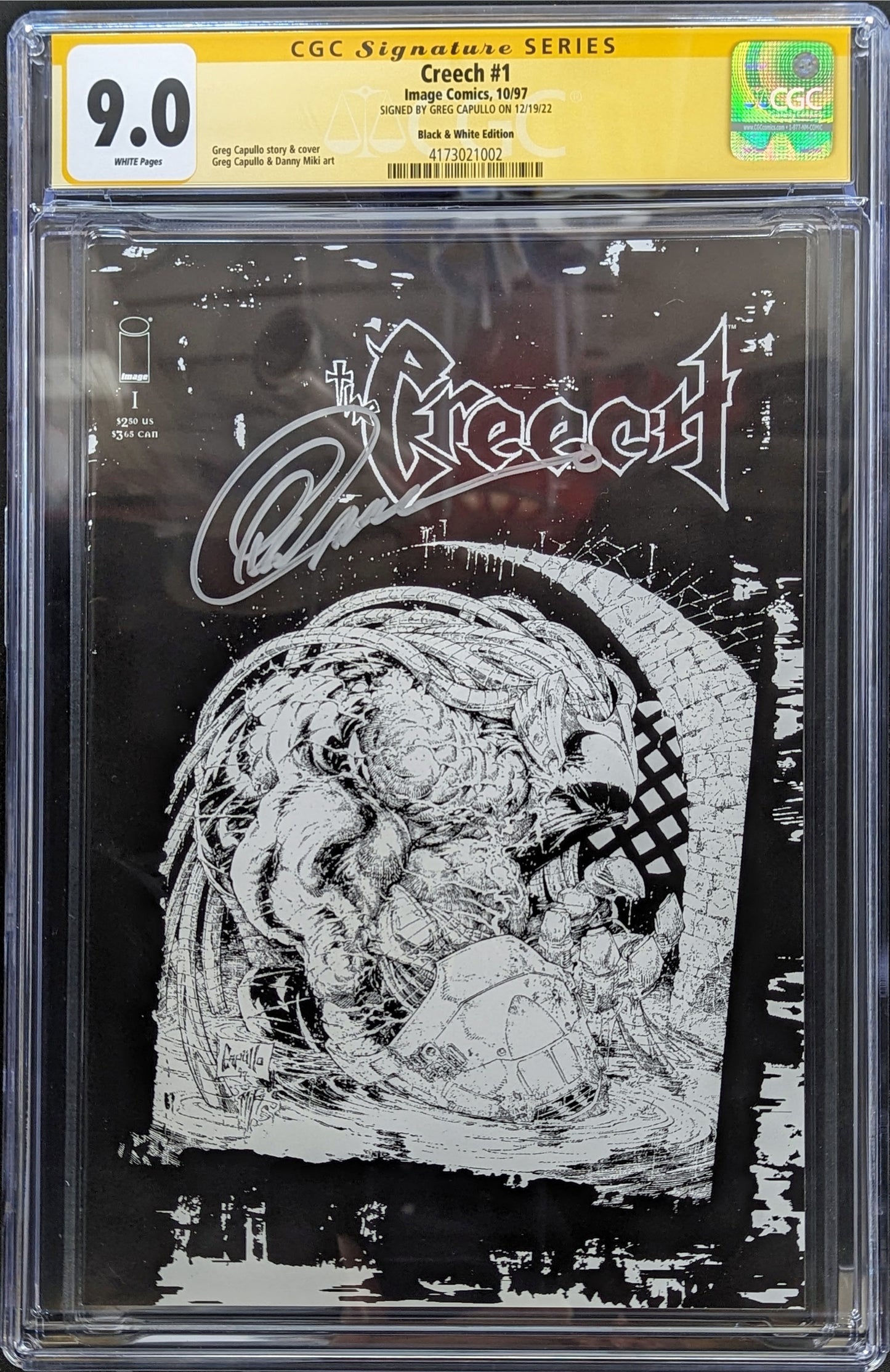 Creech #1 Graded CGC 9.0 Black & White Variant Signed by Greg Capullo