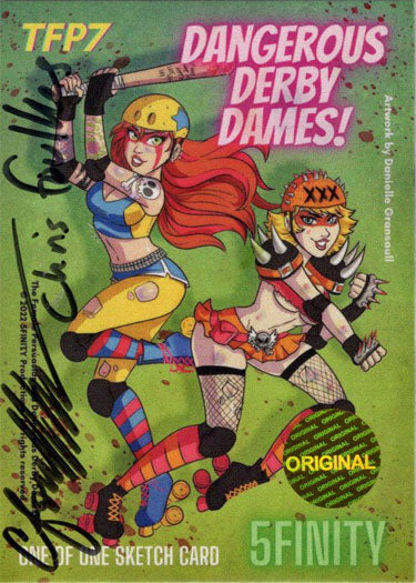 2022 5finity TFP7 Dangerous Derby Dames Sketch Card Chris Foulkes V1
