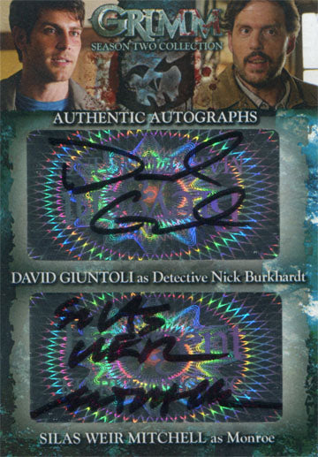 Grimm Season 2 Dual Autograph DDS1 David Giuntoli and Silas Weir Mitchell
