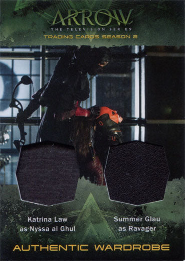 Arrow Season 2 Dual Costume Card DM2 Law as Nyssa Al Ghul Summer Glau as Ravager