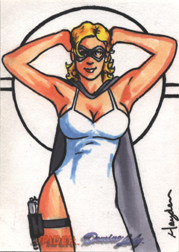Moonstone Domino Lady & The Spider Sketch Card by Hayden Davis v1