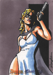 Moonstone Domino Lady & The Spider Sketch Card by Hayden Davis v2