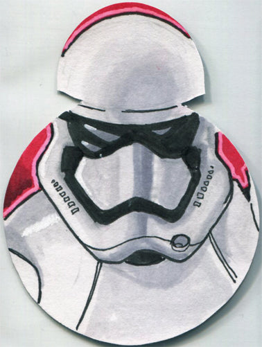 Star Wars Last Jedi Sketch Card (BB-8 Shaped) of Stormtrooper by Andy Duggan