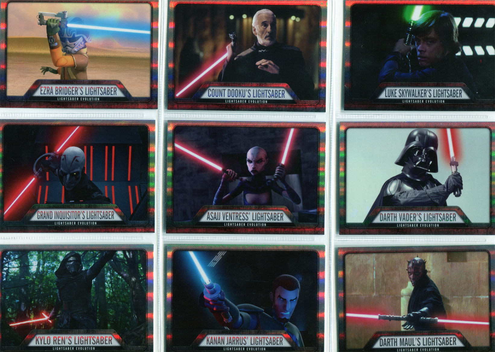 Star Wars Evolution 2016 Evolution of Lightsabers Complete 9 Chase Card Set