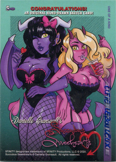 Succubus Sweethearts 5finity 2020 Sketch Card by Elfie Lebouleux