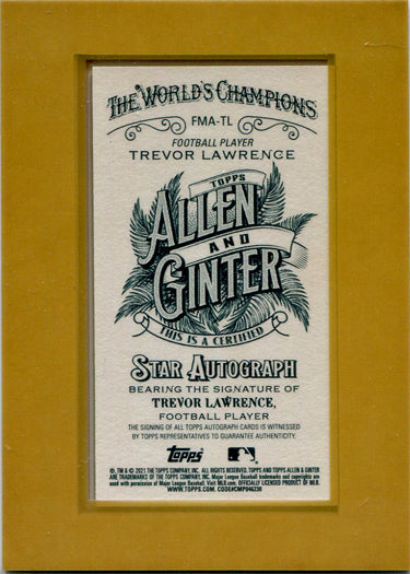 Topps Allen & Ginter 2021 Framed Mini Autograph Card FMA-TL Trevor Lawrence