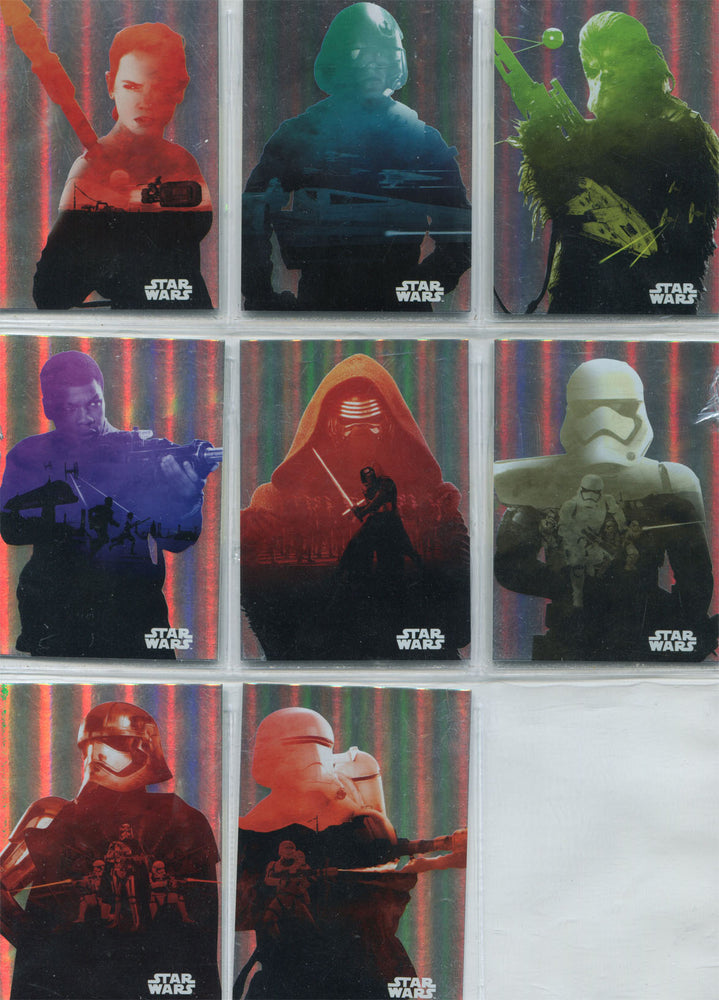 Star Wars Journey to the Force Awakens Character Silhouette Complete 8 Card Set