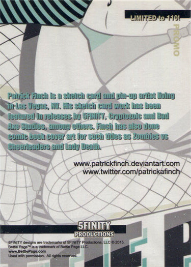 Bettie Page 5finity 2015 Patrick Finch Promo Card Limited Of 110