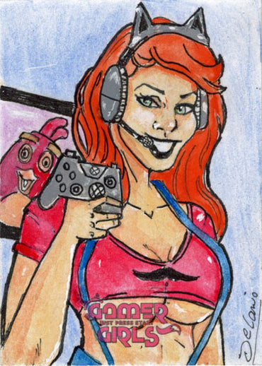 2023 5finity Gamer Girls Sketch Card Delanio Dourado V1