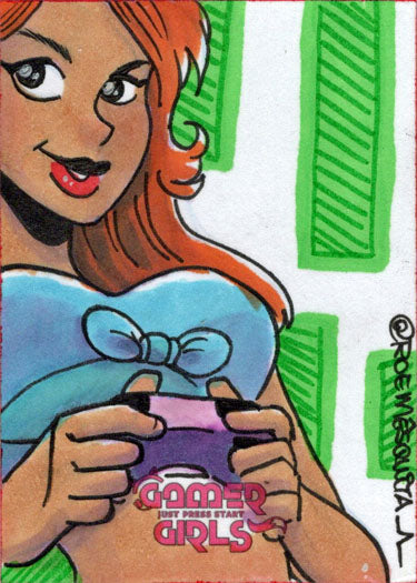 2023 5finity Gamer Girls Sketch Card Roe Mesquita V1