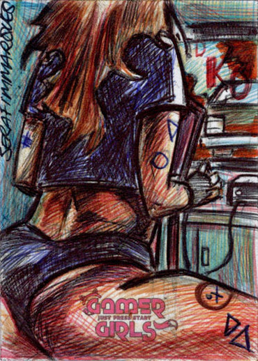 2023 5finity Gamer Girls Sketch Card Serafim Marques V3